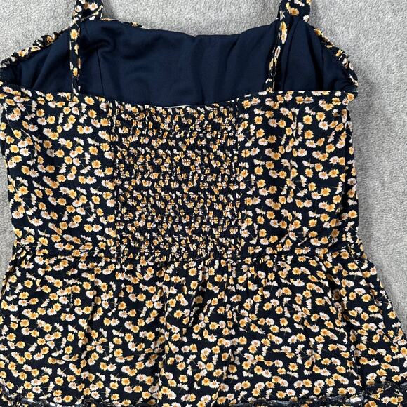 Row A Floral Mini Dress Size Small Navy Blue/Yellow Ruffle Tiered Sundress - Picture 8 of 8